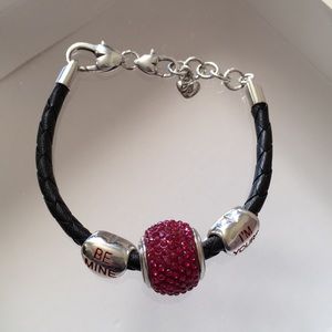 New Black leather Brighton bracelet with charms